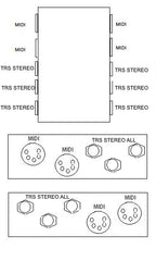 2 MIDI Through Plus 3 TRS Stereo Pedalboard Box Patch Bay