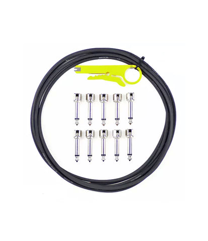 Evidence Audio BLACK Monorail High End Pedalboard Patch Cable Kit (12 R/A 12 Straight Plugs + 20 Feet of Cable)
