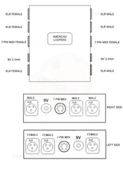 3 XLR Plus 9V Plus 7 Din Junction Box Pedalboard Patchbay.