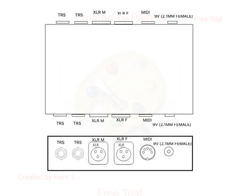 2 TRS XLR MALE XLR FEMALE MIDI 9V Junction Box Patchbay