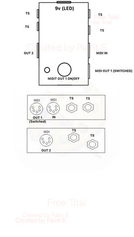 2 TS MONO PLUS 1 MIDI IN TO 2 MIDI OUT
