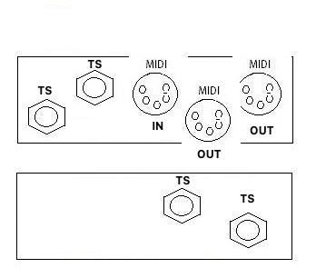 2 TS MONO PLUS 1 MIDI IN TO 2 MIDI OUT