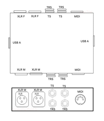 2 XLR 2 TS 2 TRS 1 MIDI 1 USB A Guitar Patchbay