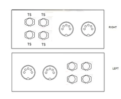 6 Way Junction Box (4 TS Jacks Plus 2 MIDI 5 Pin Through)