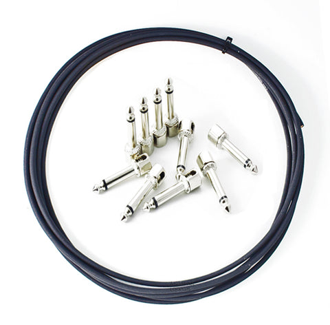 Evidence Audio BLACK Monorail High End Pedalboard Patch Cable Kit (14 Right Angle SIS Plugs + 14 Feet of Cable)