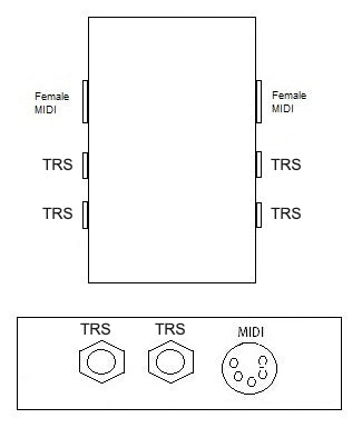 2 Way Junction (2 TRS Stereo) Pedalboard Box Patch Bay with MIDI Through And Isolated Jacks