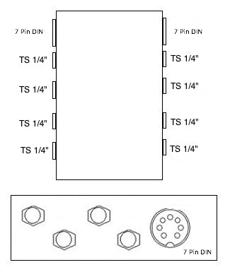 4 Way Junction Pedalboard Box Patch Bay With 7 PIN DIN Connector