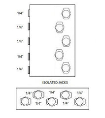 5 Way Junction Box ALL TRS Stereo With Jacks on Top and Isolated Jacks Pedalboard Patch bay