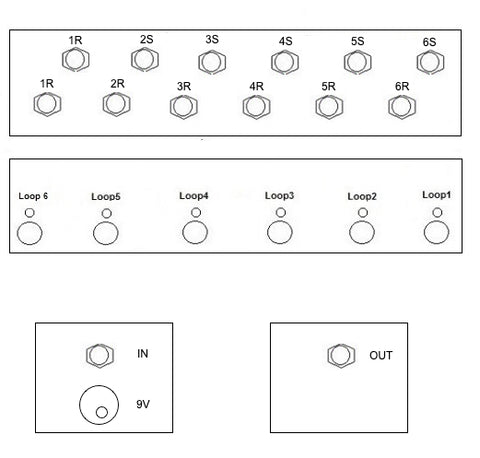 6CH True Bypass Looper For Pancake Connectors With All PREMIUM Switches In A Row - Six (6) Loops