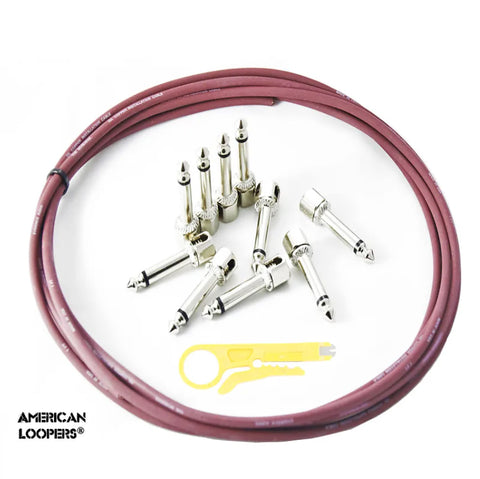 Evidence Audio RED Monorail High End Pedalboard Patch Cable Kit (50 Plugs + 50 Feet of Cable)